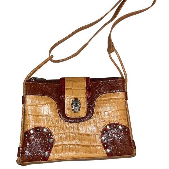 M.C. Marc Chantal Faux Leather Western Shoulder Handbag - Picture 1 of 11